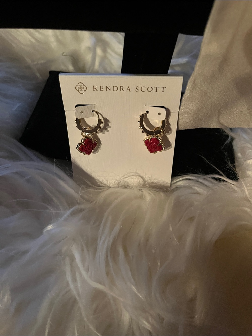Kendra Scott Gold Hoops with Red Rose Charms also have matching necklace in my c - Picture 3 of 3